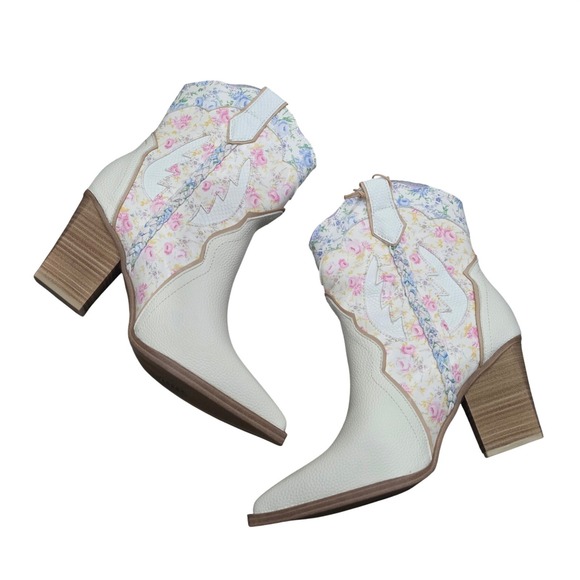 Women's Floral Western Cowboy Boots Size 9 Boho Cottagecore Prairie Cowgirl Boot - Picture 2 of 11